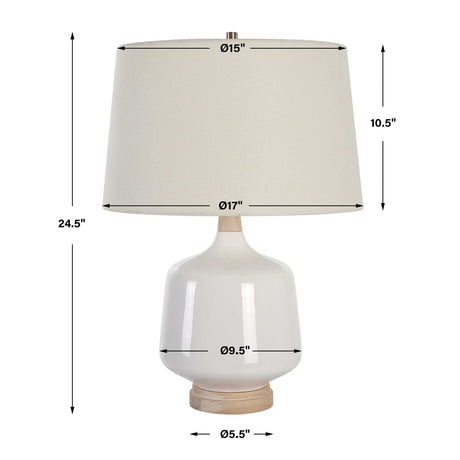 White Gloss Ceramic Table Lamp | Uttermost Opal