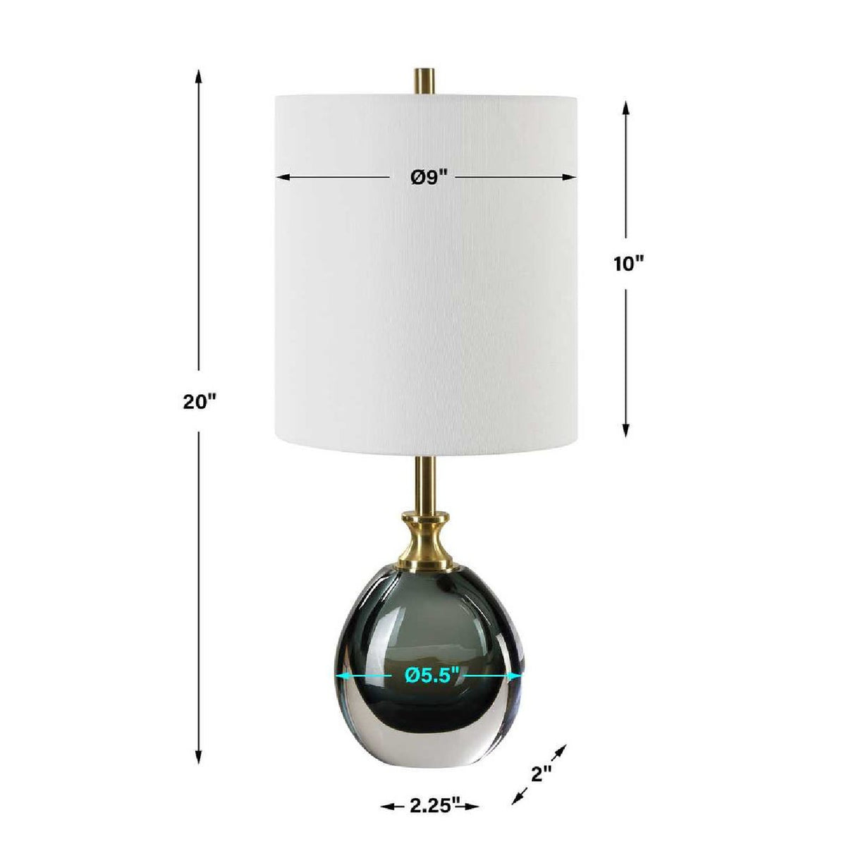   Smoky Blue Glass Buffet Lamp | Oroa.com