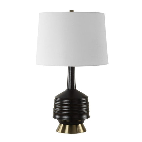 Black Ribbed Ceramic Table Lamp | Uttermost Foster