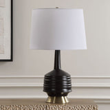 Black Ribbed Ceramic Table Lamp | Uttermost Foster