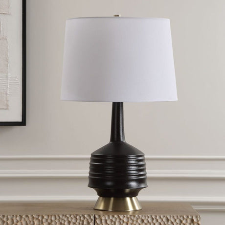 Black Ribbed Ceramic Table Lamp | Uttermost Foster