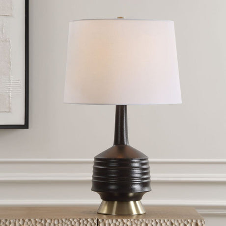   Black Ribbed Ceramic Table Lamp | Oroa.com