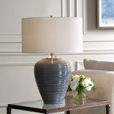 Ribbed Blue Ceramic Table Lamp | Uttermost Moher