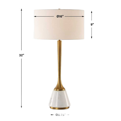 White Marble & Brass Table Lamp | Uttermost Avola