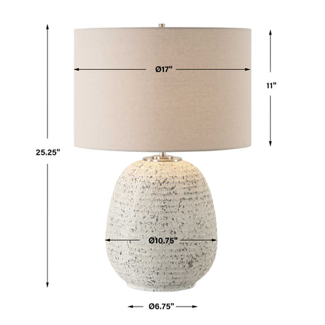 Modern European furniture - Distressed White Stone Table Lamp - www.oroa.com