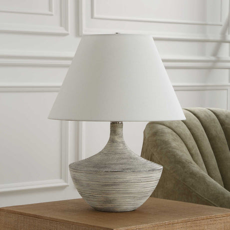 White Distressed Ceramic Table Lamp | Uttermost Carafe