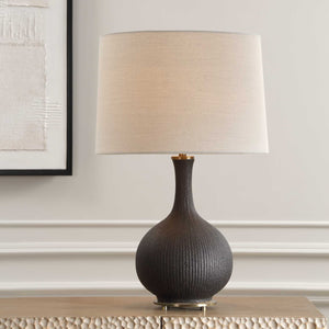   Ribbed Black Ceramic Table Lamp | Oroa.com