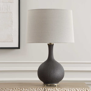   Ribbed Black Ceramic Table Lamp | Oroa.com