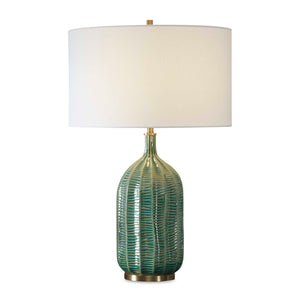   Green Ceramic Scalloped Table Lamp | Oroa.com