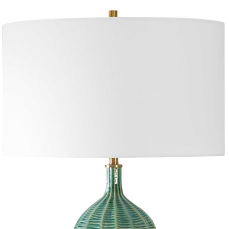 Green Ceramic Scalloped Table Lamp | Uttermost Bixby