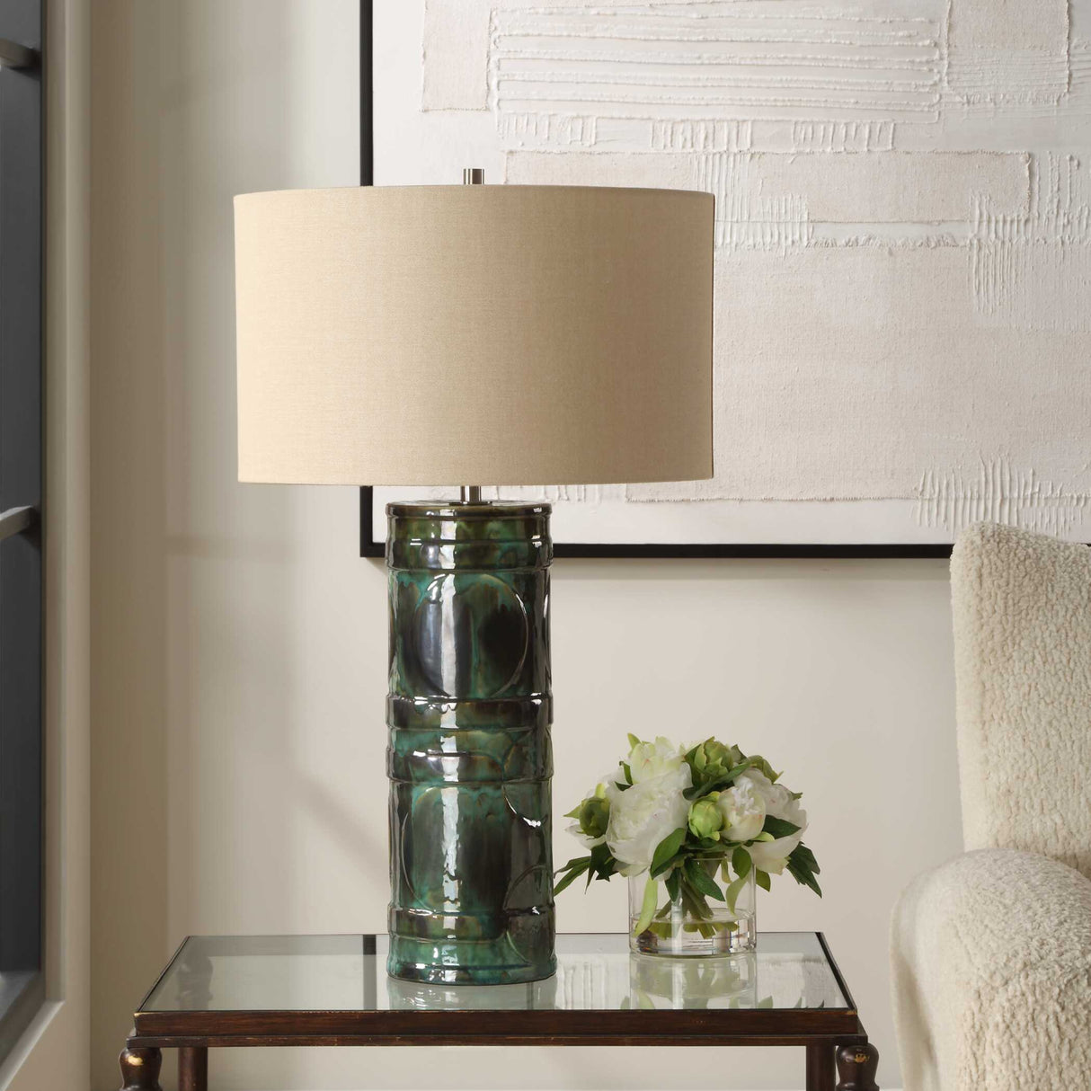   Green Glazed Ceramic Table Lamp | Oroa.com