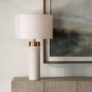   Cylindrical White Shagreen Table Lamp | Oroa.com
