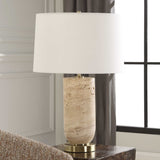 Beige Travertine Table Lamp | Uttermost Aubrey