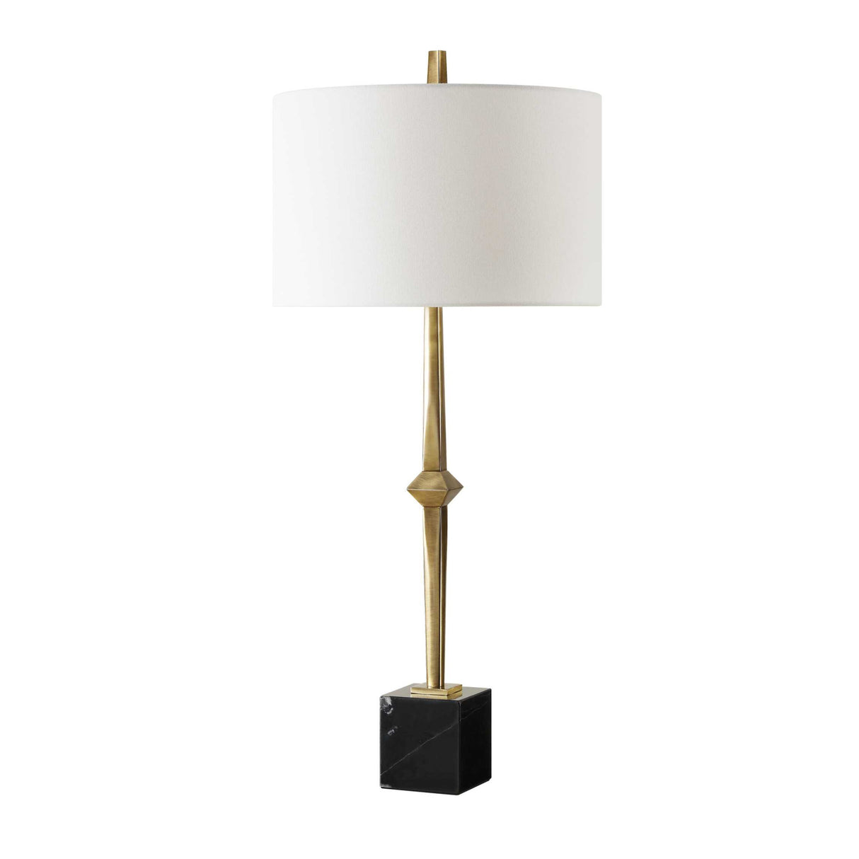   Round White Linen Table Lamp | Oroa.com
