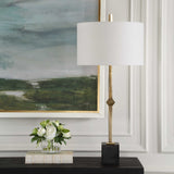Round White Linen Table Lamp | Uttermost Suranne