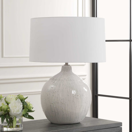 White Glaze Ceramic Table Lamp | Uttermost Dribble