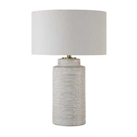 Modern European furniture - Ribbed White Ceramic Table Lamp - www.oroa.com