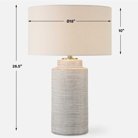 Modern European furniture - Ribbed White Ceramic Table Lamp - www.oroa.com