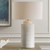 Modern European furniture - Ribbed White Ceramic Table Lamp - www.oroa.com