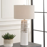 White Ceramic Linen Table Lamp | Uttermost Haven