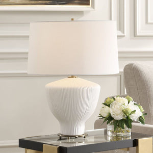   White Ribbed Ceramic Table Lamp | Oroa.com