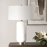 White Linen Drum Table Lamp | Uttermost Iona
