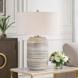 Modern European furniture - Earth-Toned Stripe Ceramic Table Lamp L - www.oroa.com
