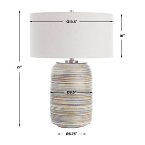   Earth-Toned Stripe Ceramic Table Lamp L | Oroa.com