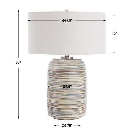 Modern European furniture - Earth-Toned Stripe Ceramic Table Lamp L - www.oroa.com