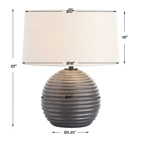 Bronze Ribbed Ceramic Table Lamp | Uttermost Chelsom