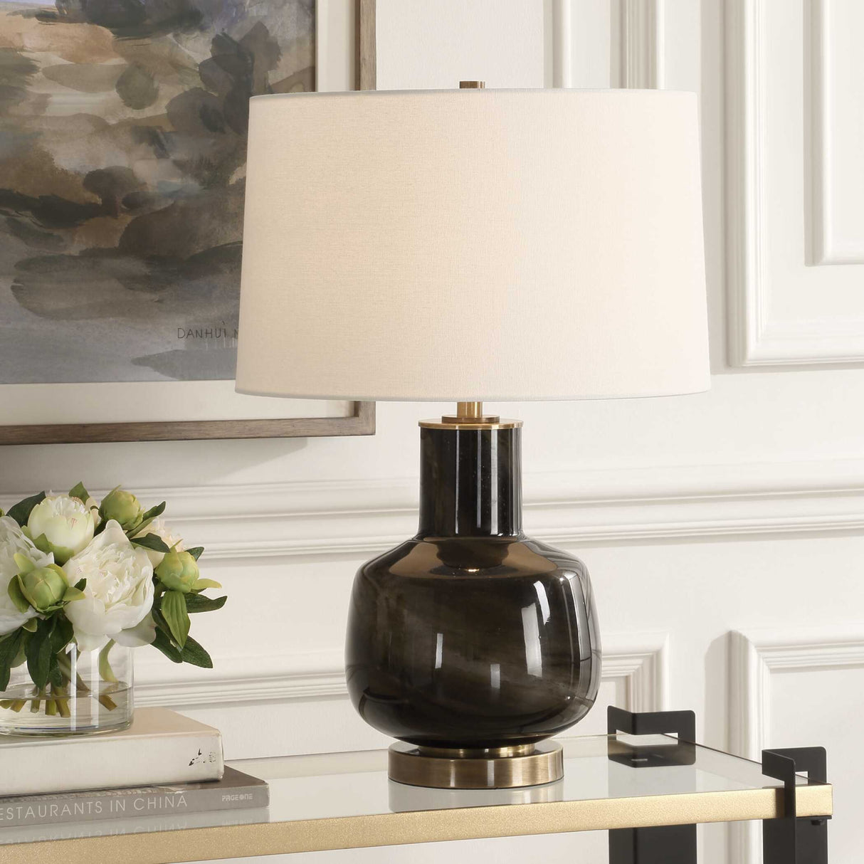   Smoky Black Glass Table Lamp | Oroa.com