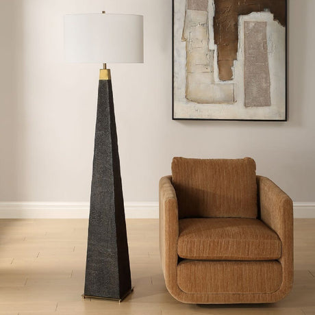 Tapered Burned Wood-Look Floor Lamp | Uttermost Lathey