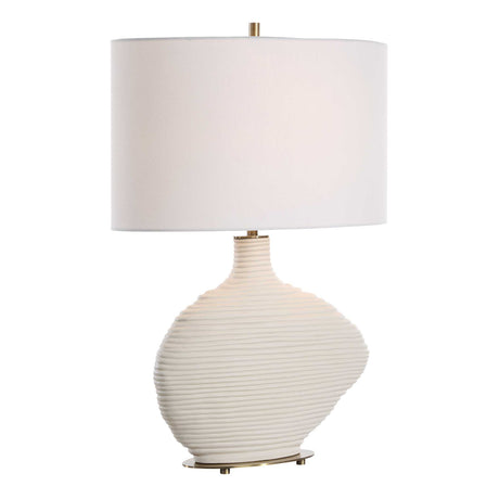 Modern European furniture - White Ceramic Organic-Shaped Table Lamp - www.oroa.com