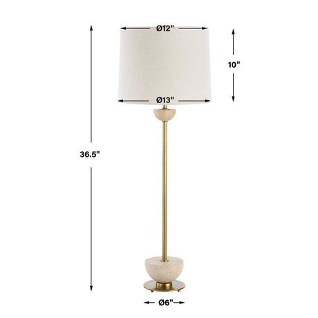 Travertine Accented Buffet Lamp | Uttermost Hemisphere