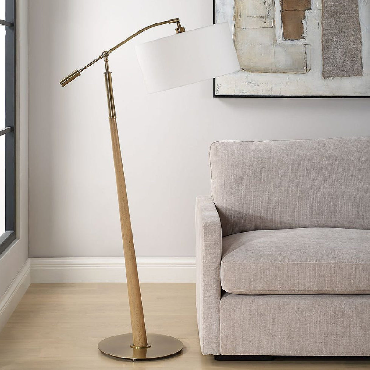Wooden Tapered Adjustable Floor Lamp | Uttermost Kennett