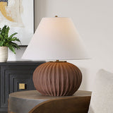 Channeled Brown Porcelain Table Lamp | Uttermost Keoghan