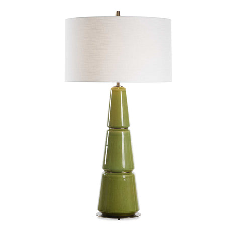 Modern European furniture - Stacked Green Ceramic Table Lamp - www.oroa.com