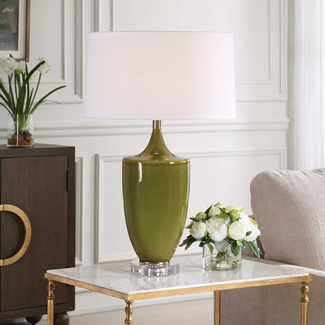 Modern European furniture - Green Crackled Ceramic Table Lamp - www.oroa.com