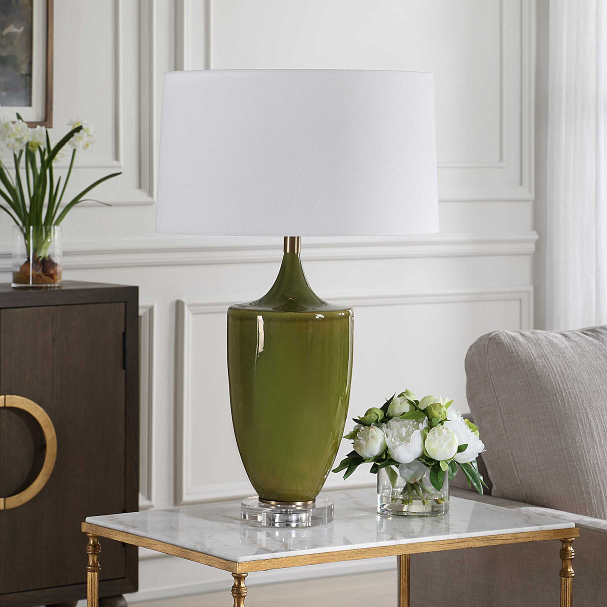 Modern European furniture - Green Crackled Ceramic Table Lamp - www.oroa.com
