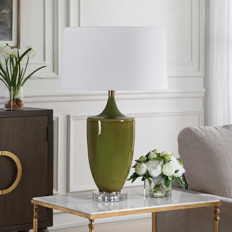 Modern European furniture - Green Crackled Ceramic Table Lamp - www.oroa.com
