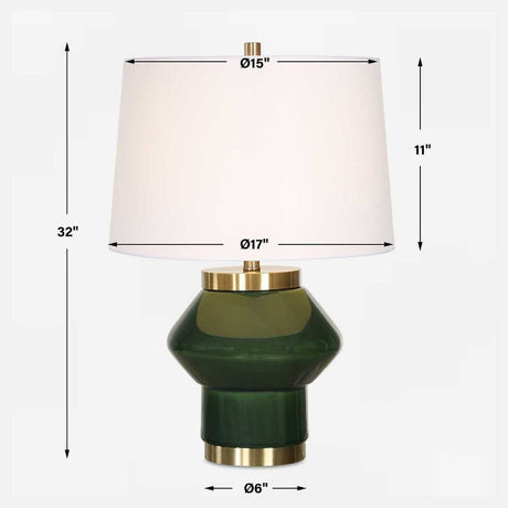 Green Ceramic Contemporary Table Lamp | Uttermost Tayson