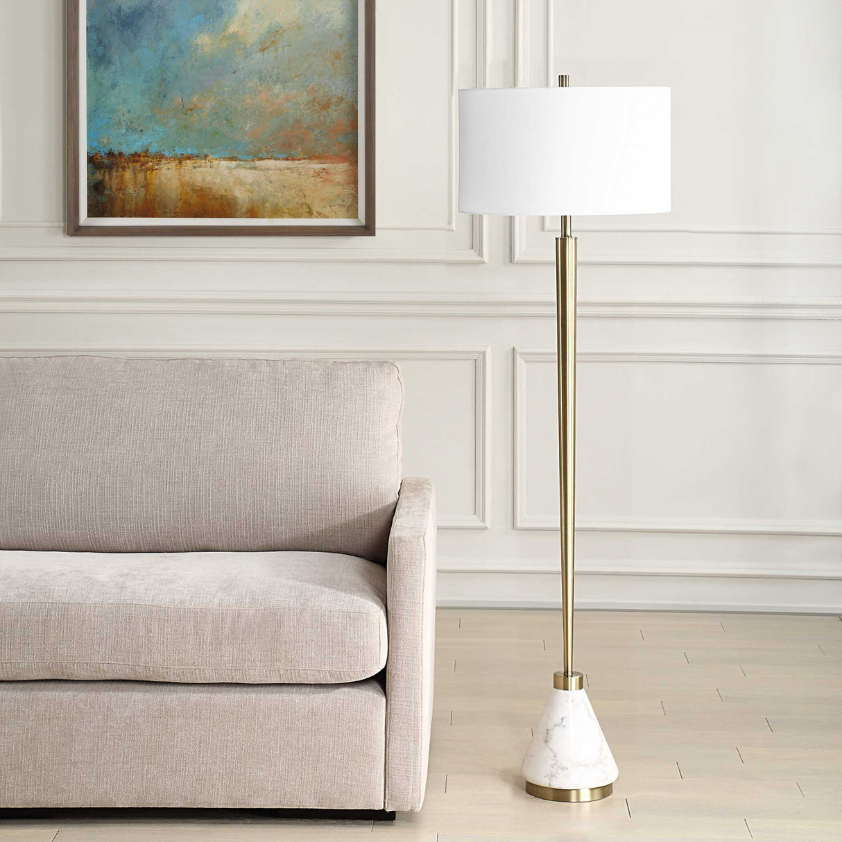 Tapered Brass Floor Lamp | Uttermost Curran