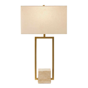 Modern European furniture - Gold Framed Travertine Table Lamp - www.oroa.com