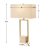 Modern European furniture - Gold Framed Travertine Table Lamp - www.oroa.com