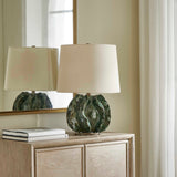 Modern European furniture - Green Ruffled Ceramic Table Lamp - www.oroa.com