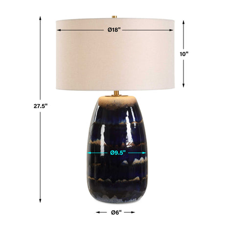 Modern European furniture - Blue Dripped Ceramic Table Lamp - www.oroa.com