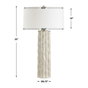   Taupe Ceramic Ridged Table Lamp | Oroa.com