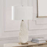 Matte White Ceramic Table Lamp | Uttermost Palm Leaf