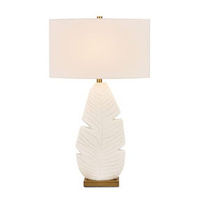 Modern European furniture - Matte White Ceramic Table Lamp by Uttermost Palm Leaf - www.oroa.com