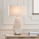 Matte White Ceramic Table Lamp | Uttermost Palm Leaf
